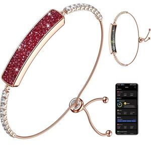 Elegant Rose Gold Bracelet with Red Accents